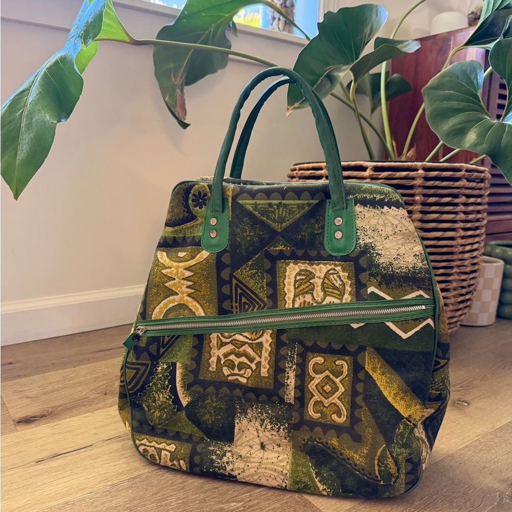 VINTAGE HAWAII Green Patterned Women's Bag